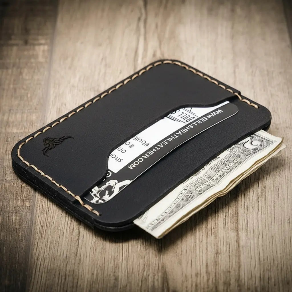 leather credit card sleeve Pflugerville Card Wallet Saddle Tan