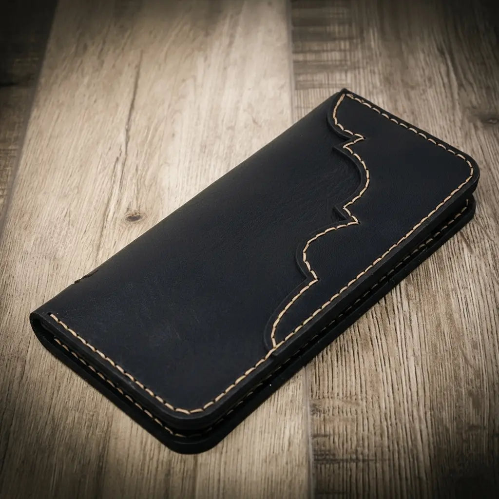 Mens Black Western Long Wallet
