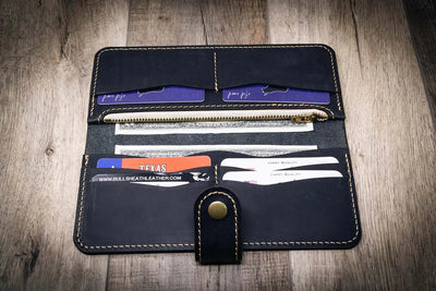 Sunshine Ladies Long Wallet - Black Bull Sheath Leather