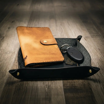 leather catch all, leather valet tray, valet tray for men
