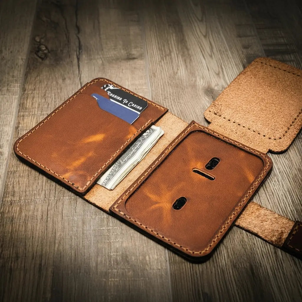 Badge Vertical Wallet - Chestnut Bull Sheath Leather
