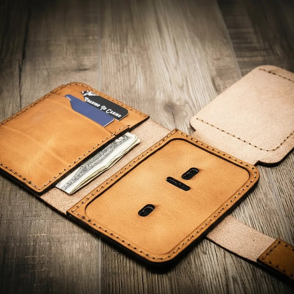 Badge Vertical Wallet - Saddle Tan Bull Sheath Leather
