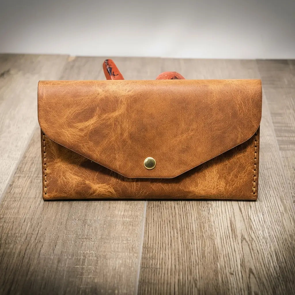 Badge Clutch Wallet - Saddle Tan