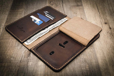 Badge Long Wallet - Walnut