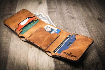 Leather Trifold Wallet Brandy