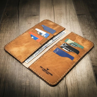 Leather Mens Long Wallet - Saddle Tan
