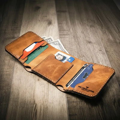 Leather Trifold Wallet Brandy
