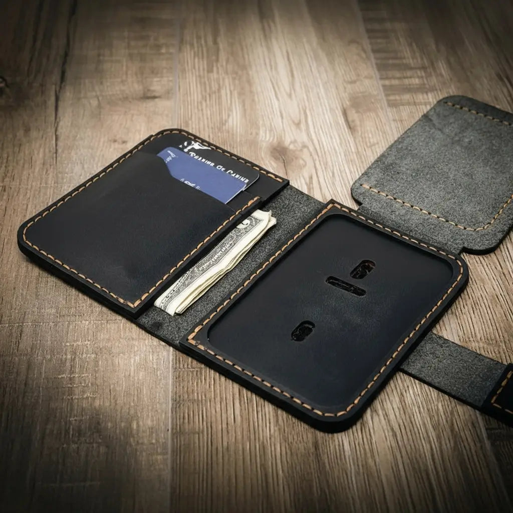 Badge Vertical Wallet Bull Sheath Leather
