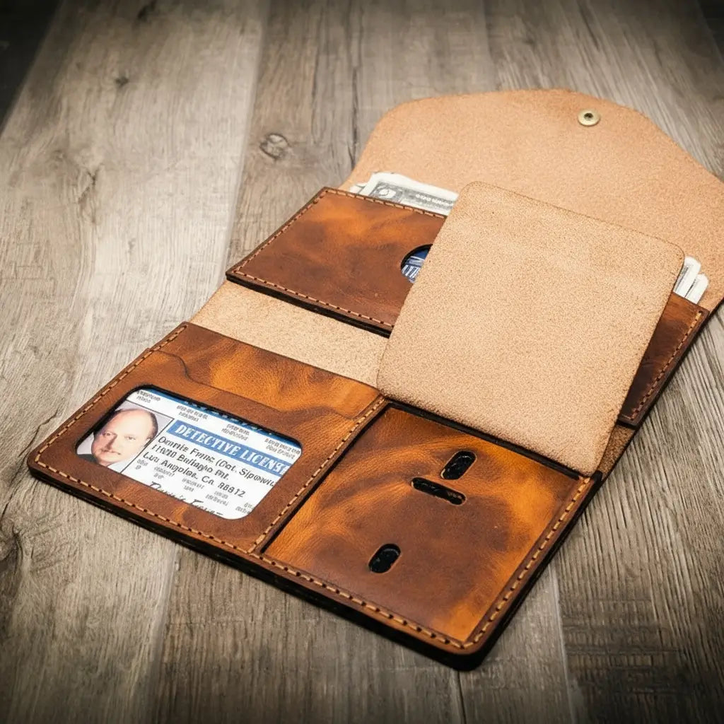 Badge Clutch Wallet - Chestnut Bull Sheath Leather
