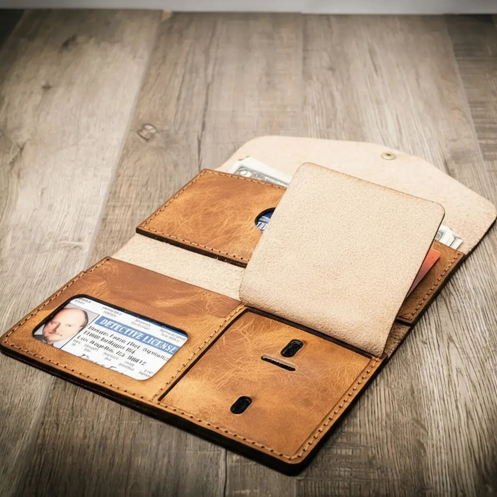 Badge Clutch Wallet - Saddle Tan Bull Sheath Leather
