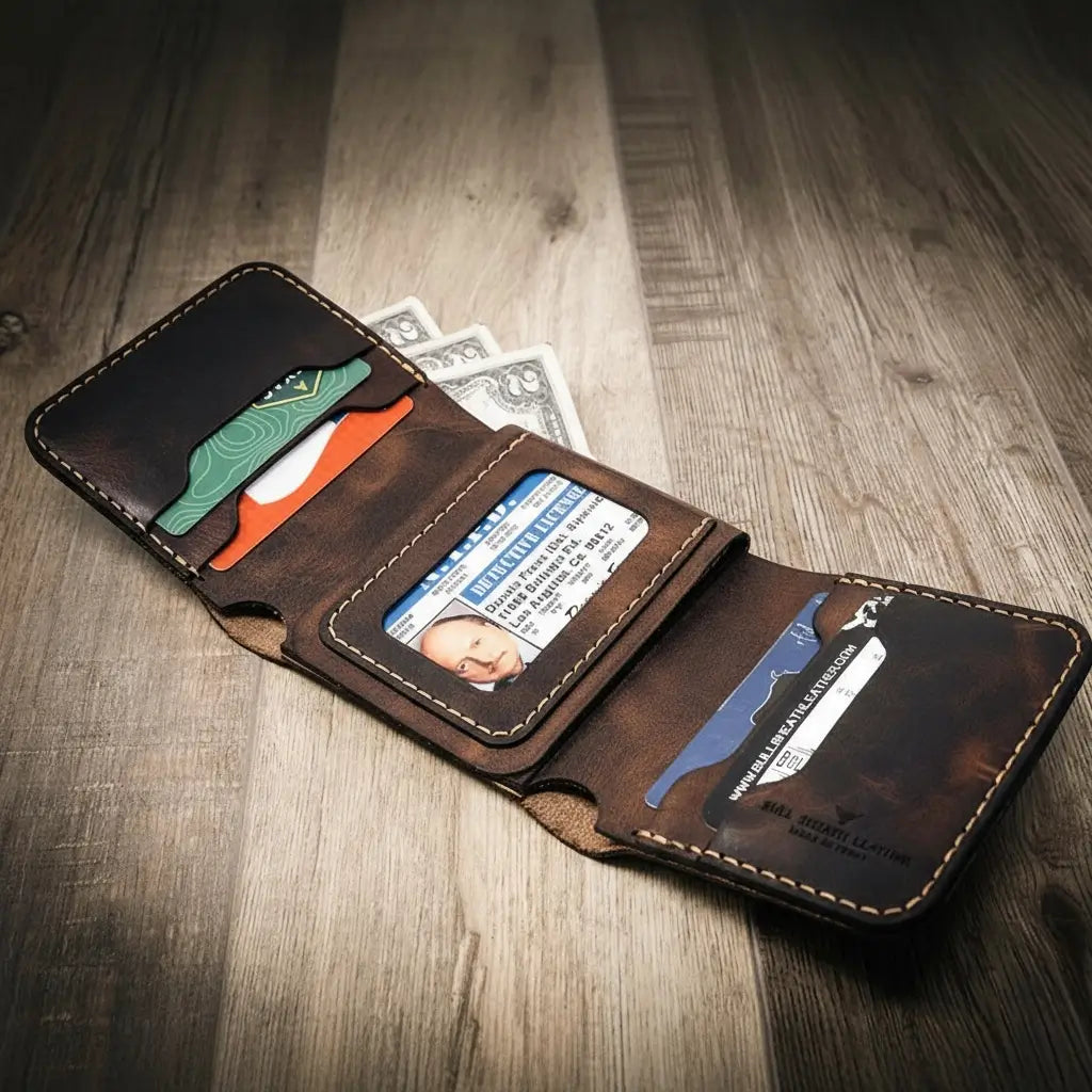Custom Leather Trifold badge wallet
