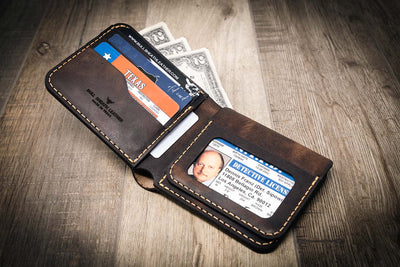 Brown Leather Badge Wallet