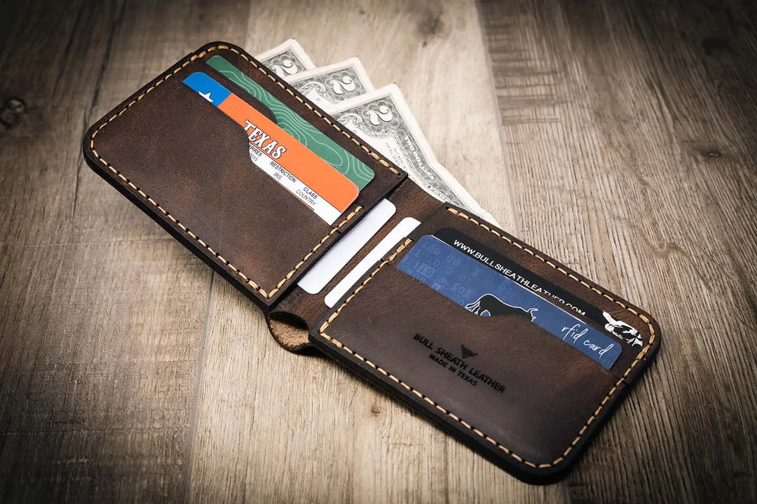 Walnut Leather Bifold Wallet | Bull Sheath Leather