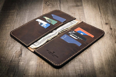 Dark Brown Mens Long Wallet