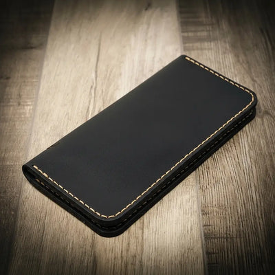 Black Leather Long Wallet
