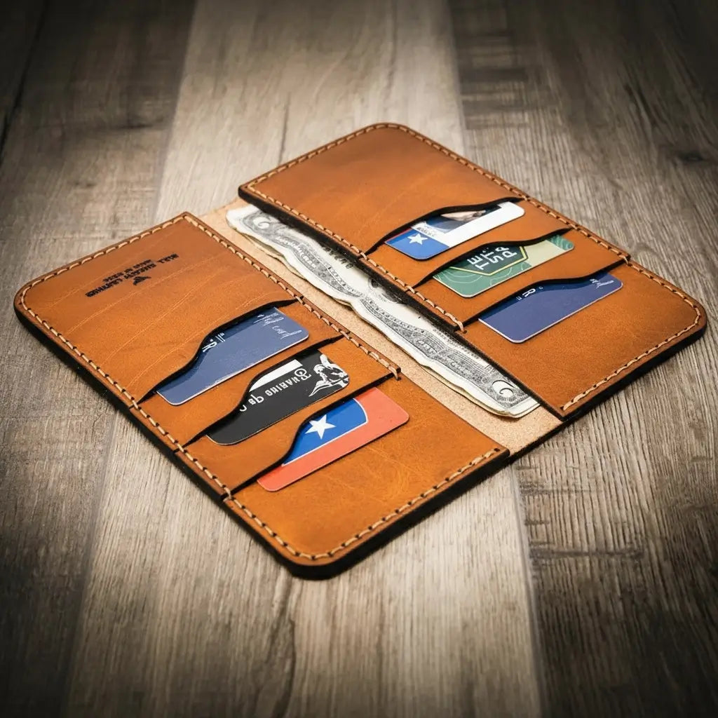 Custom Leather Long Wallet made in America
