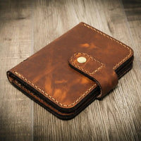 Badge Vertical Wallet Chestnut - Alternate View - Bull Sheath Leather