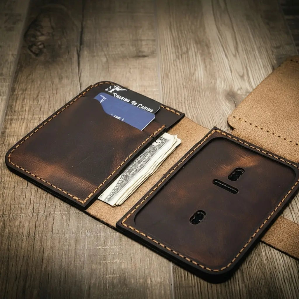 Badge Vertical Wallet - Walnut