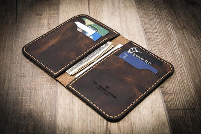 Handmade Custom Mens Leather Wallet, EPI Leather Minimalist Wallet for Men, Mens Bifold Leather Wallet