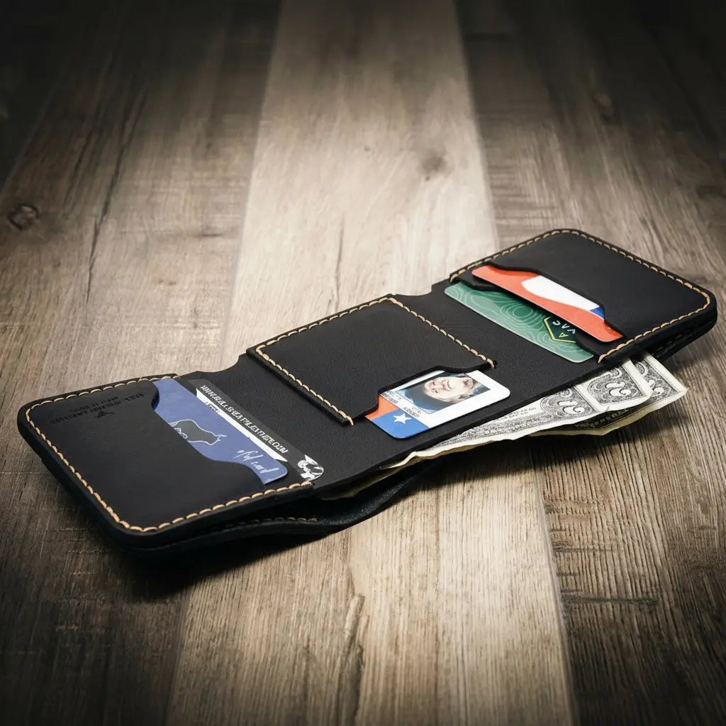 Mens Western Trifold Wallet in black
