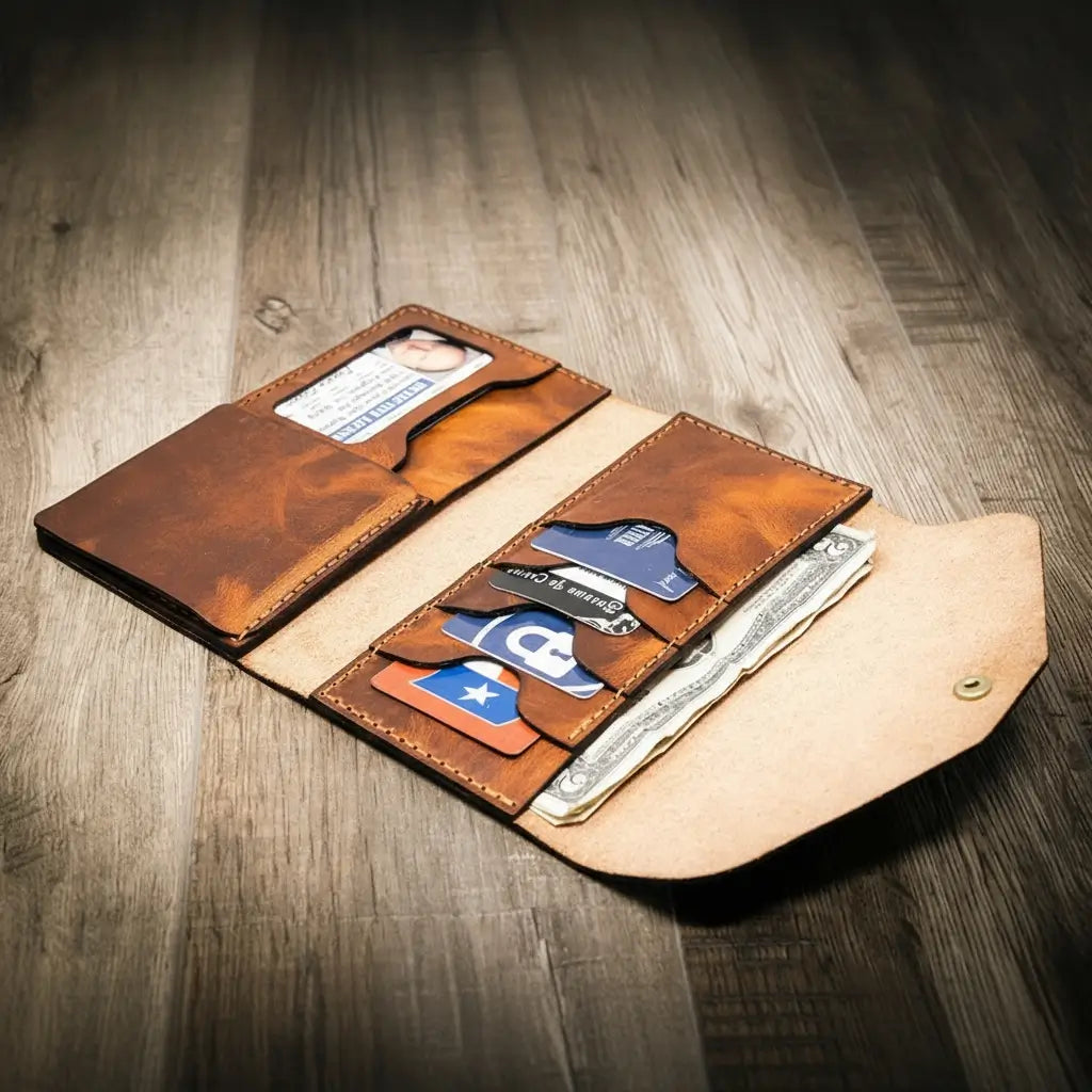 Badge Clutch Wallet - Chestnut