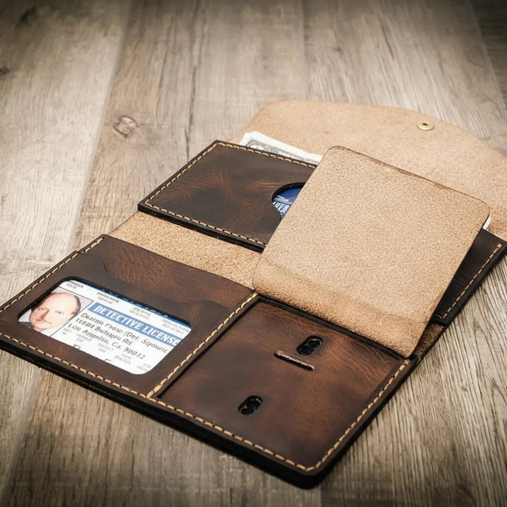 Badge Clutch Wallet - Walnut Bull Sheath Leather
