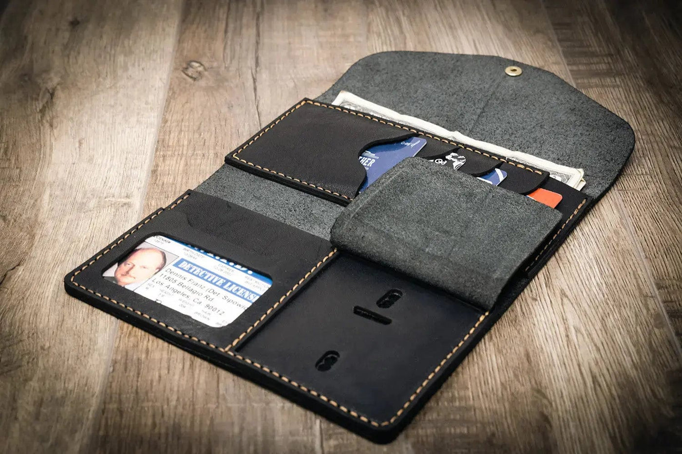 Badge Clutch Wallet - Black Bull Sheath Leather