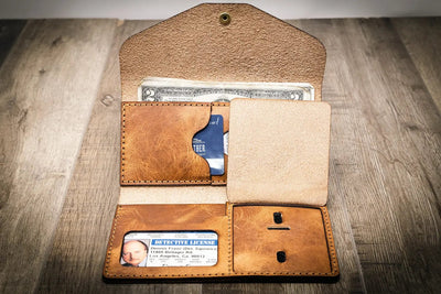 Badge Clutch Wallet - Saddle Tan Bull Sheath Leather