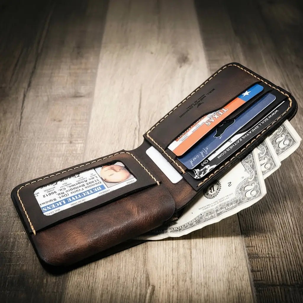 Brown Bifold Badge Wallet
