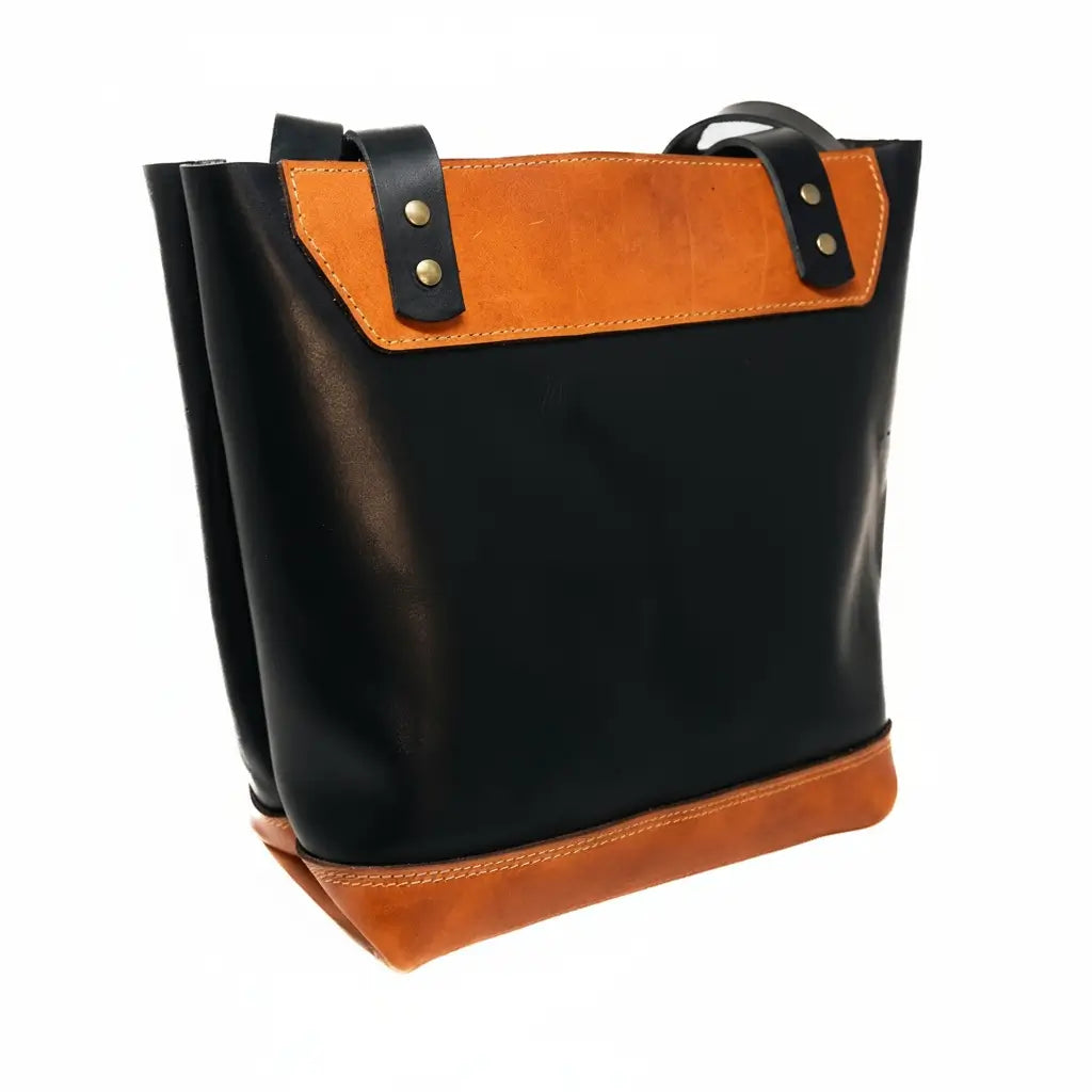 The Naomi Leather Tote Bag - Black Bull Sheath Leather
