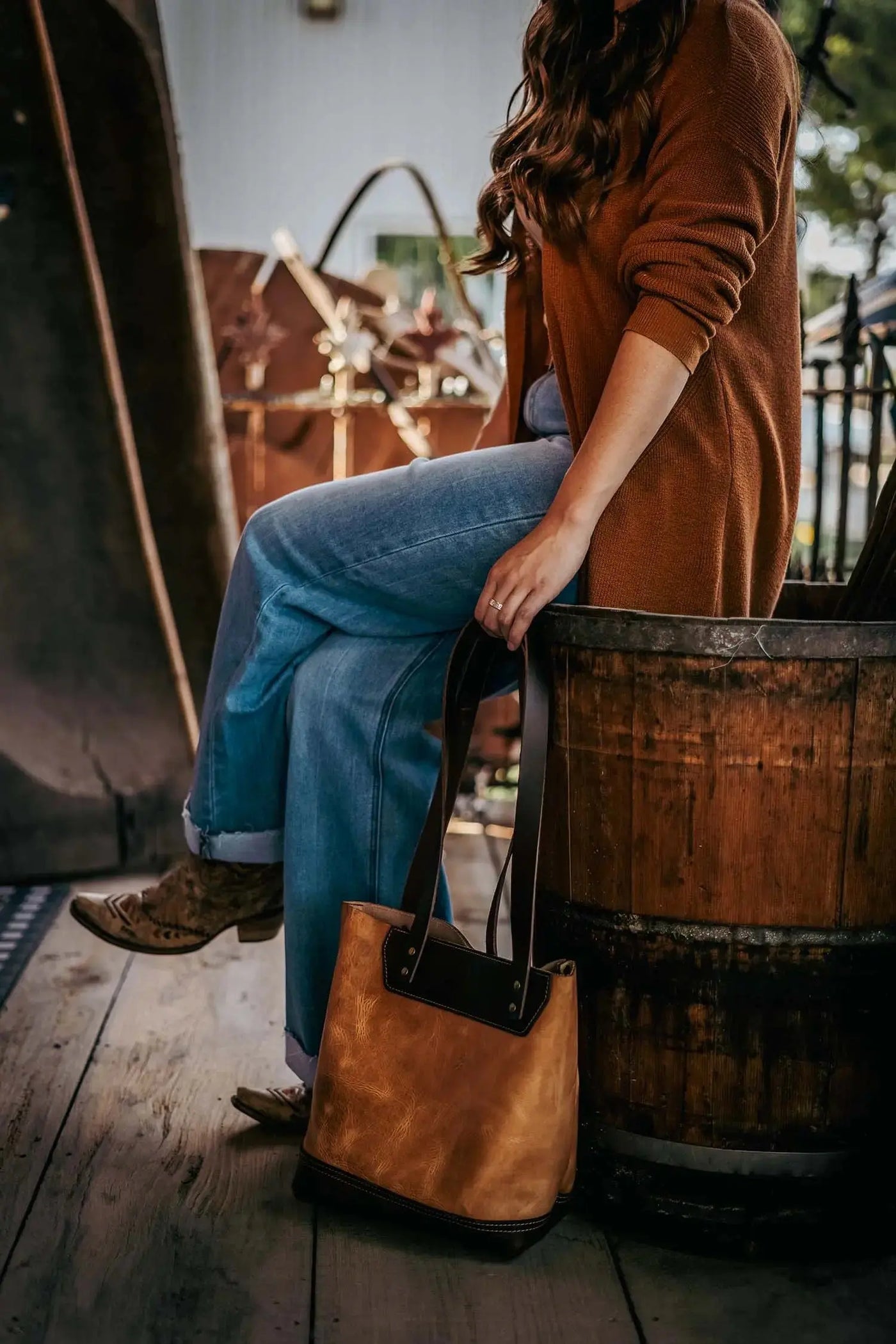 Custom made Leather Tote Bag