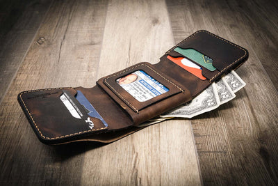 Brown Leather trifold badge wallet
