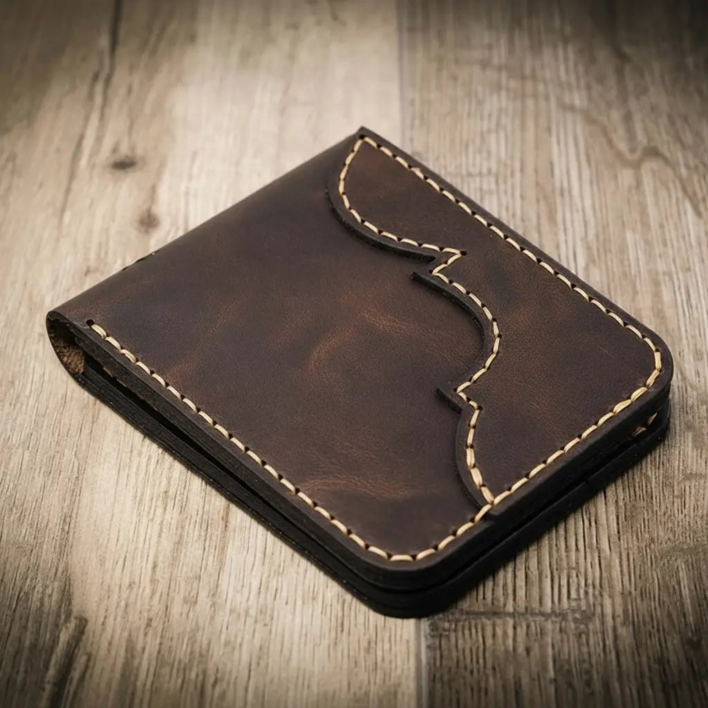 Western Bifold Wallet Bull Sheath Leather
