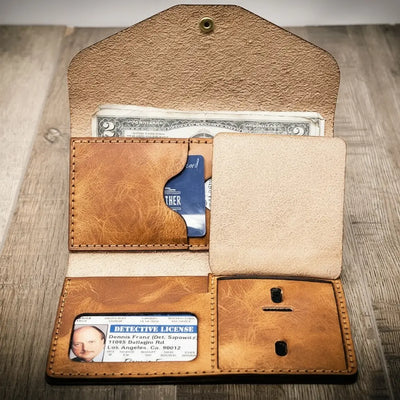Badge Clutch Wallet - Saddle Tan