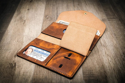 Badge Clutch Wallet - Chestnut Bull Sheath Leather