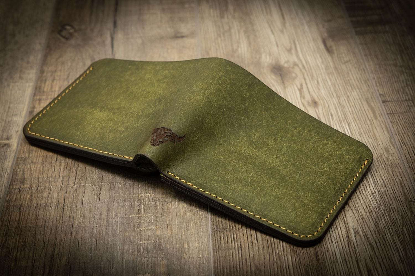 Custom Green Leather Bifold Badge Wallet