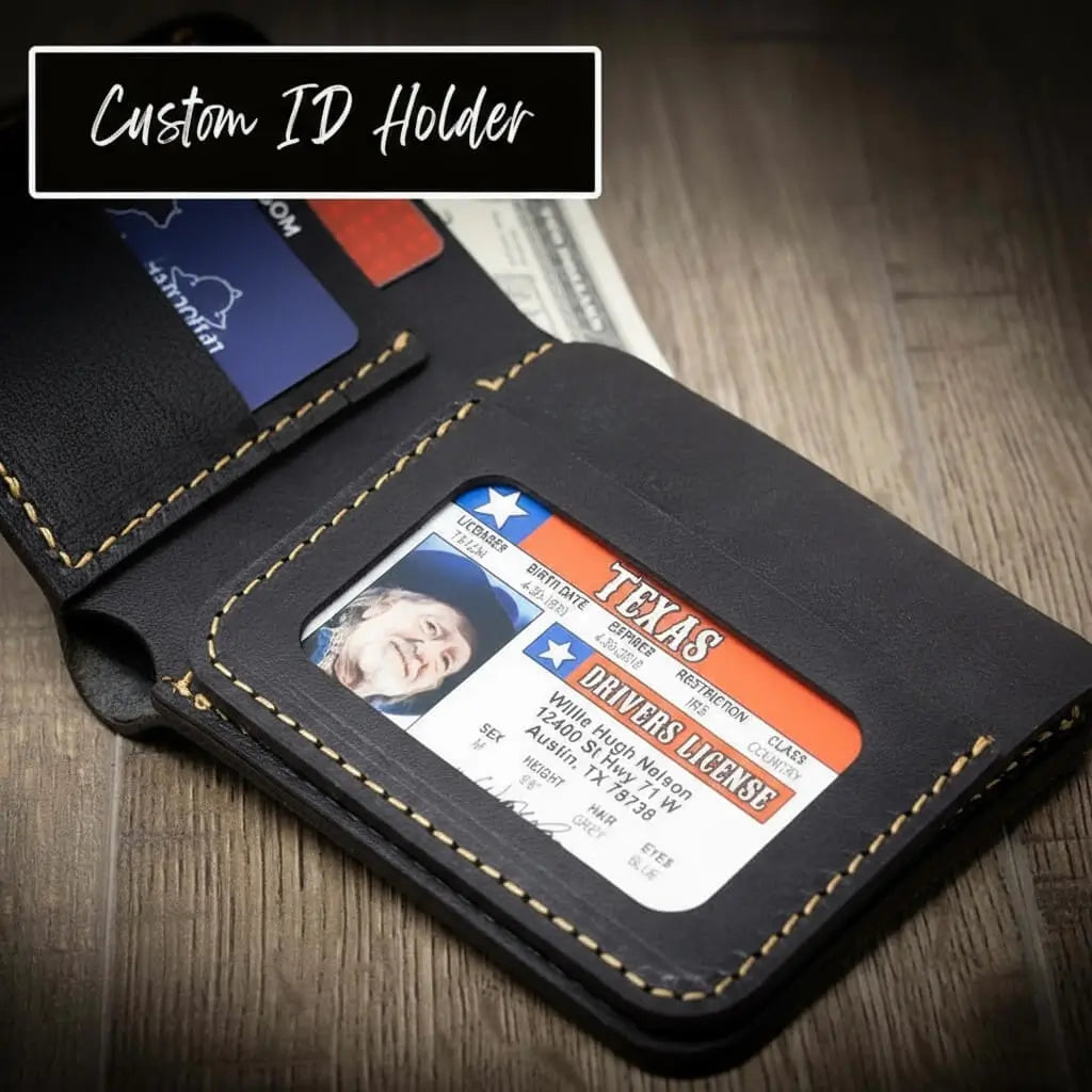 Rio Grande Bifold Wallet - Detail Shot - Bull Sheath Leather
