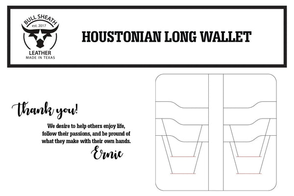 Houstian Long Wallet Leather Crafting Pattern - Bull Sheath Leather