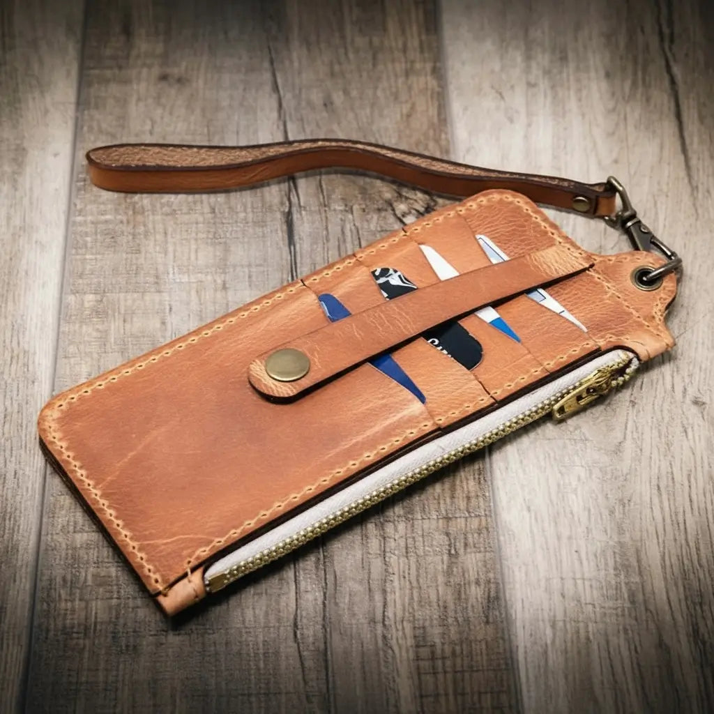 Aledo Zip Wallet - Saddle Tan Bull Sheath Leather