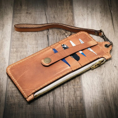 Aledo Zip Wallet - Saddle Tan Bull Sheath Leather