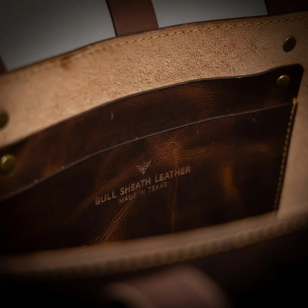 Pocket in Leather Tote Bag
