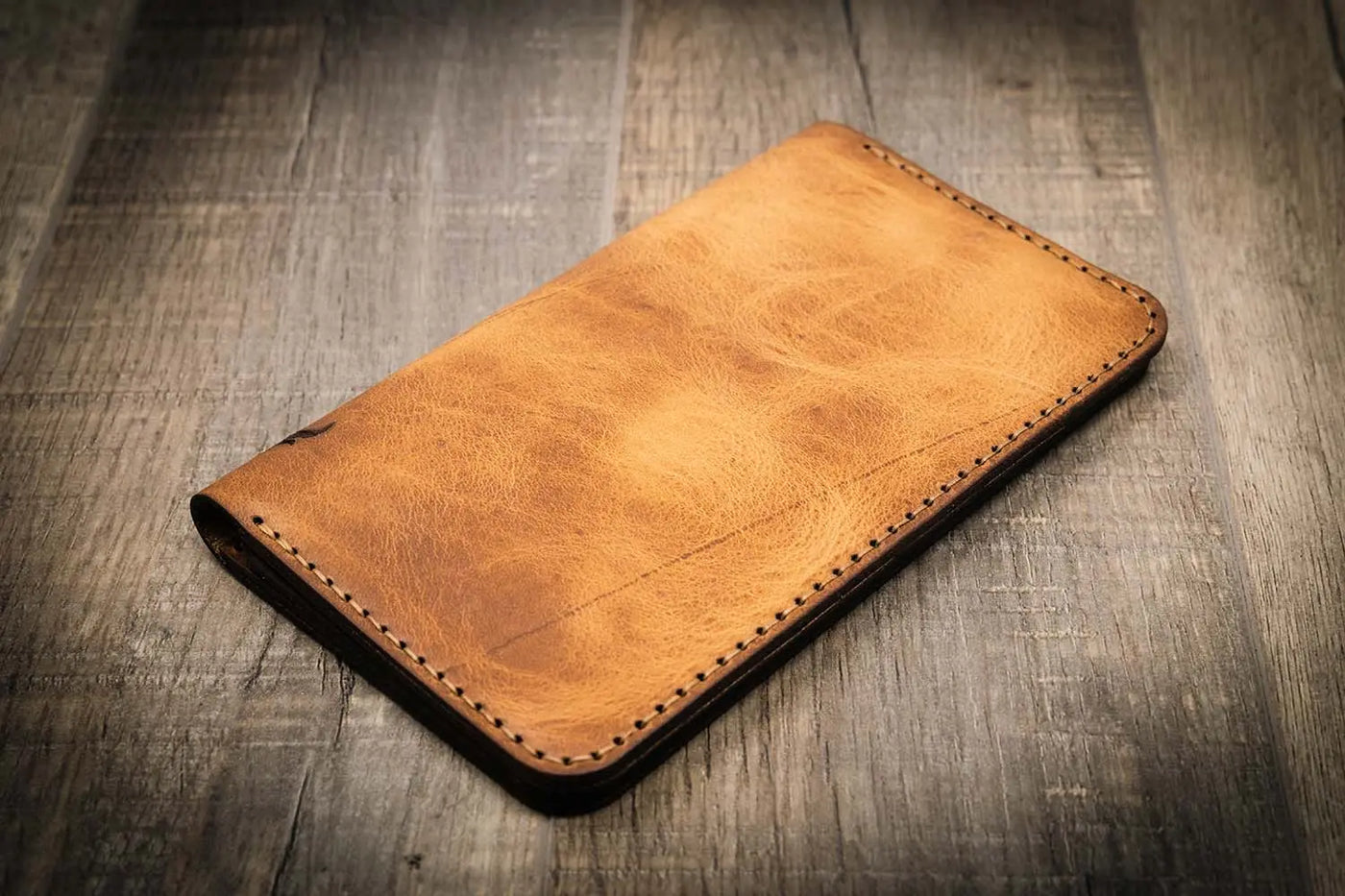 Saddle Tan Badge Long Wallet by Bull Sheath Leather