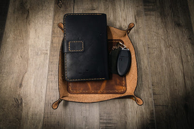 leather catch all, leather valet tray, valet tray for men