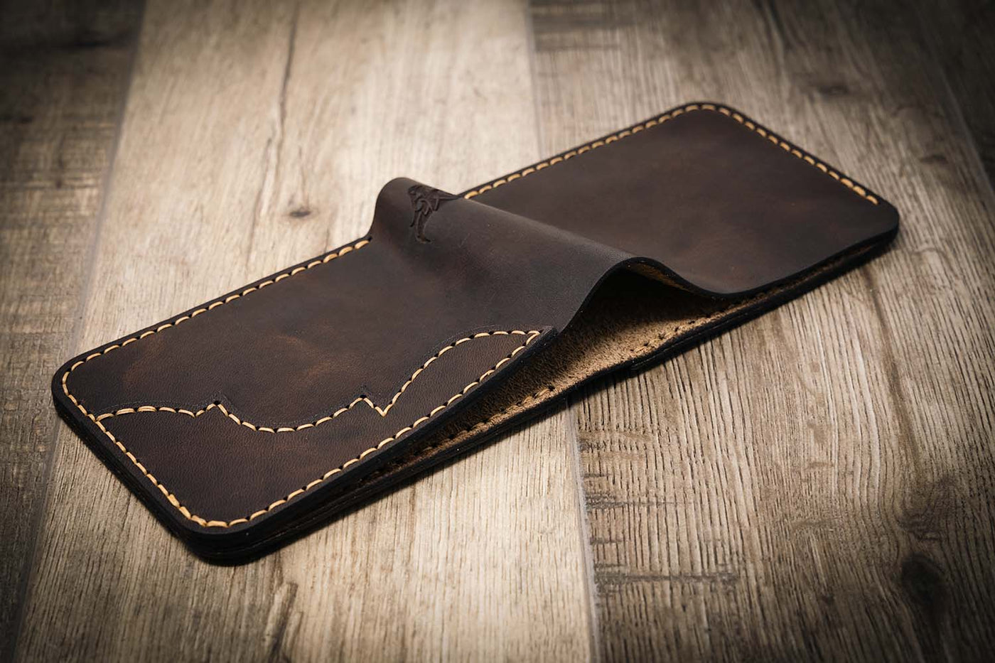 Western Bifold Men's Leather Wallet - The Rio Grande -  Walnut