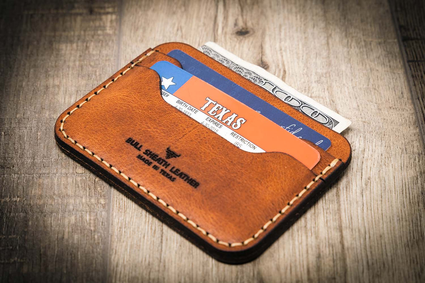 Full Grain Leather Wallet - Slim Simple ID - Chestnut Brown
