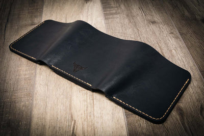 Handmade Trifold badge wallet - black