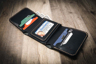 Black leather Trifold Badge Wallet
