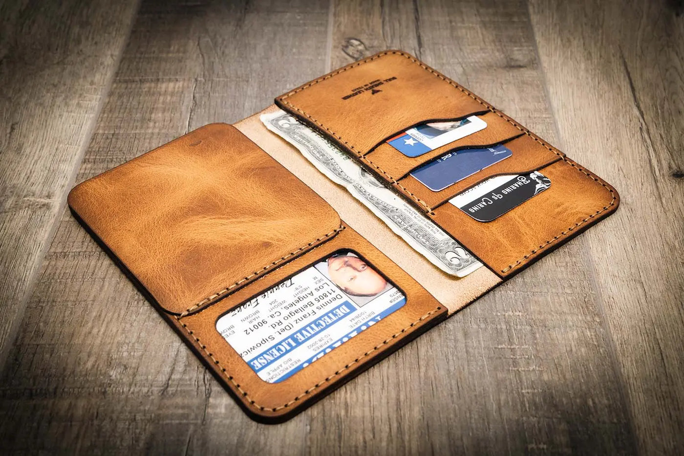Saddle Tan Badge Long Wallet by Bull Sheath Leather