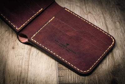 Western Bifold Men's Leather Wallet - The Rio Grande -  Russet Brown