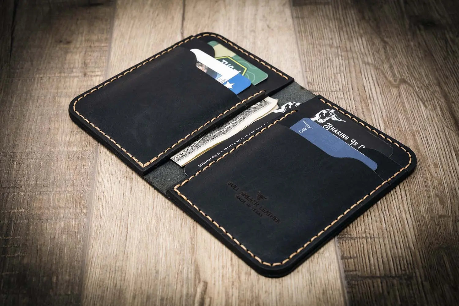 Minimalist Vertical Wallet - The Tyler - Black Leather – Bull Sheath ...